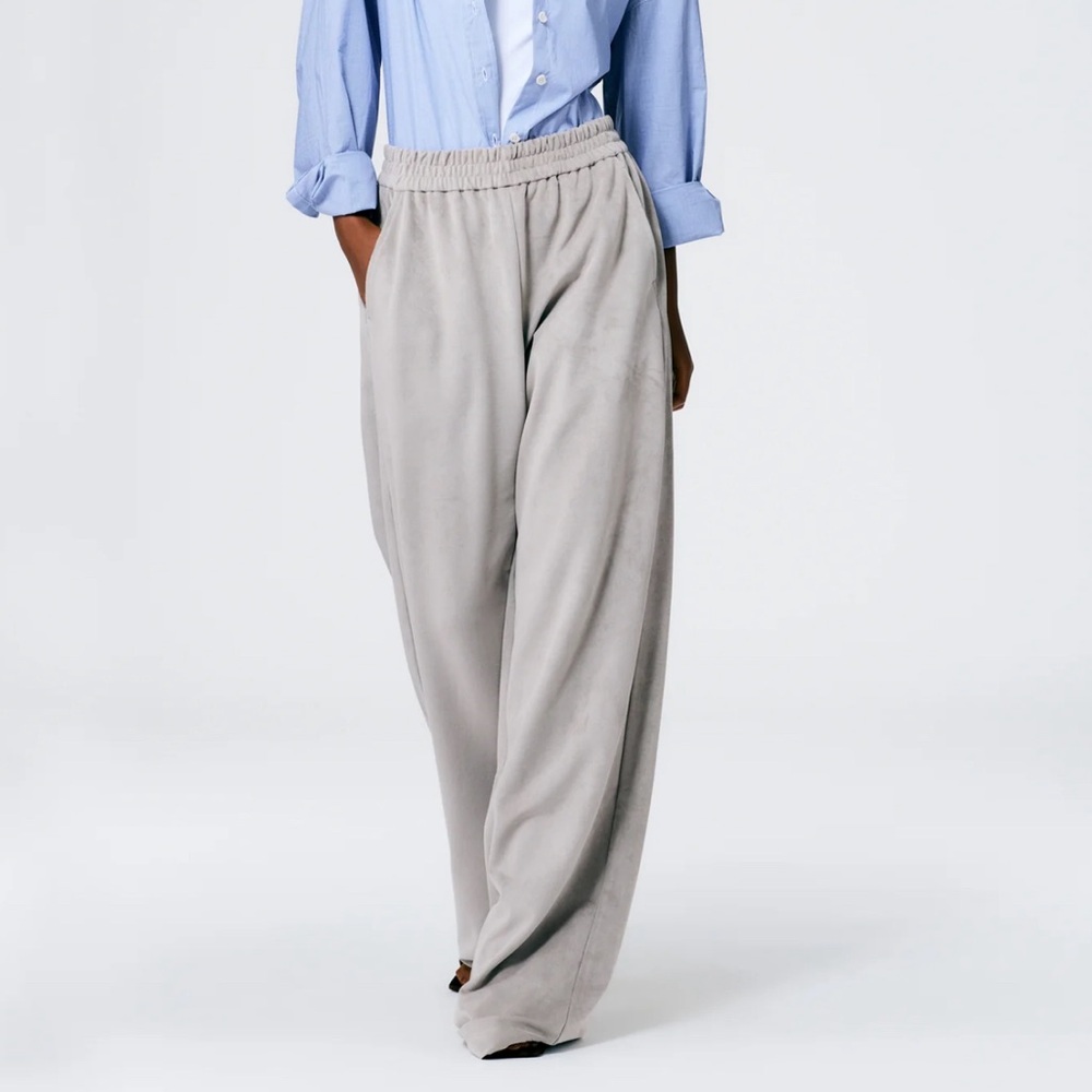 Ultrasuede Tibi Pull On Oversized Pants Size L fits US 12-14 grey color